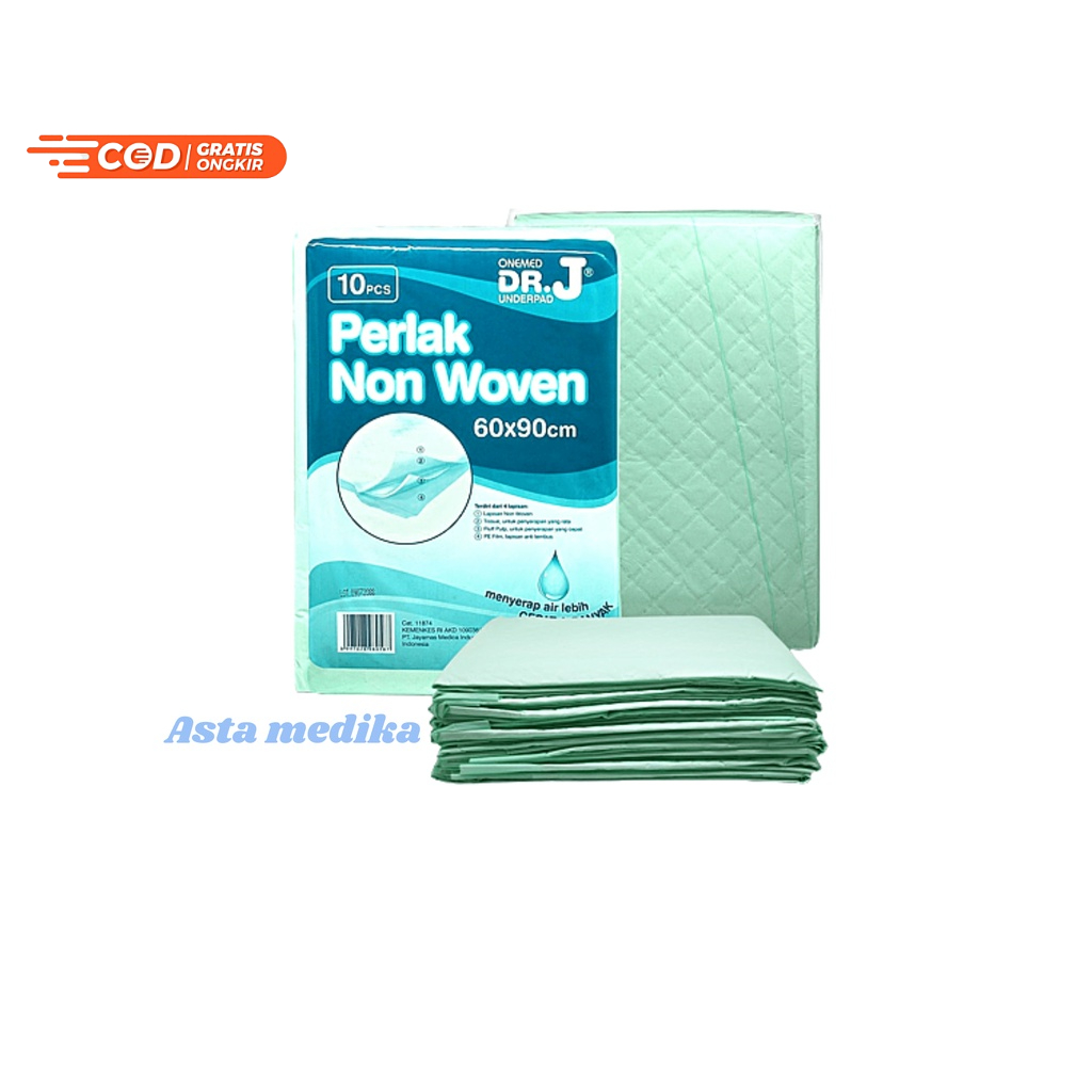 Underpad DR J 60 x 90 cm Onemed Perlak Non Woven Ekonomis Perlak Underpad Bayi Alas Popok Underpad DR J - 10pcs/pack