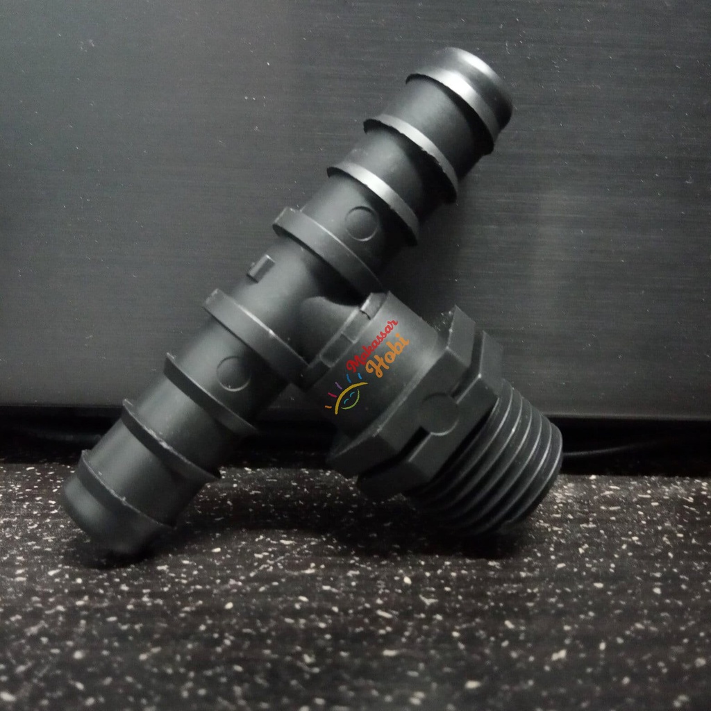 Pipa Konektor T Drat Luar 1/2 inch Sambungan Selang Uniring 16 x 25 mm
