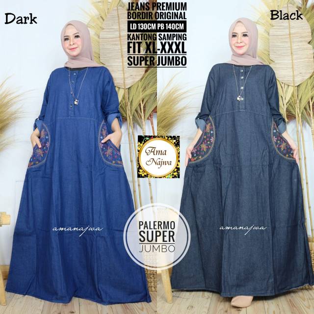Gamis jeans Palermo super jumbo ld 130