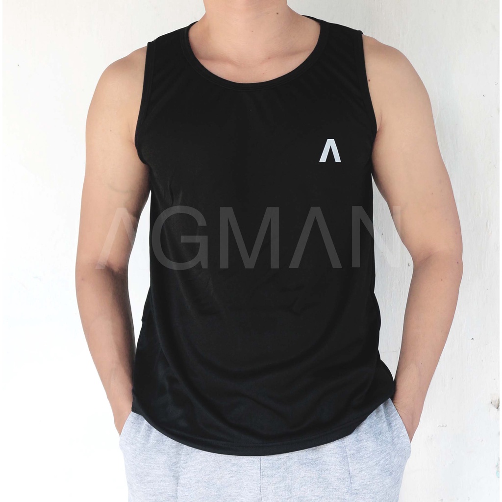 AGMAN Singlet Gym Kaos Fitness Pria Olahraga Ringan Cepat Kering Polos Slimfit Keren