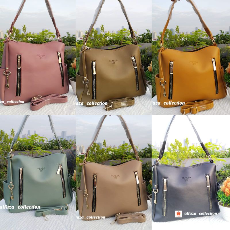 tas hobo wanita 2res depan bahan snow ukuran P31x T25cm