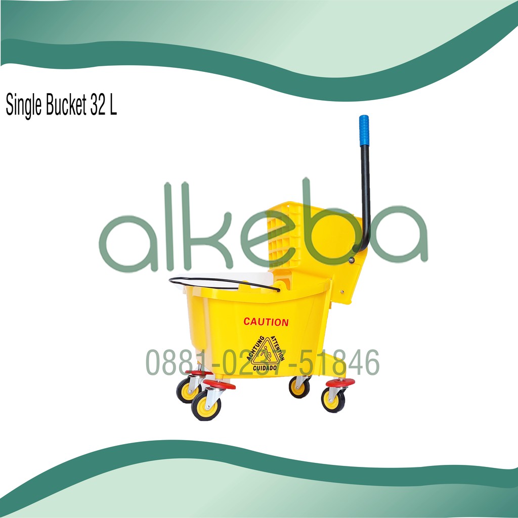 Single Bucket mop 32 L wringer trolley murah