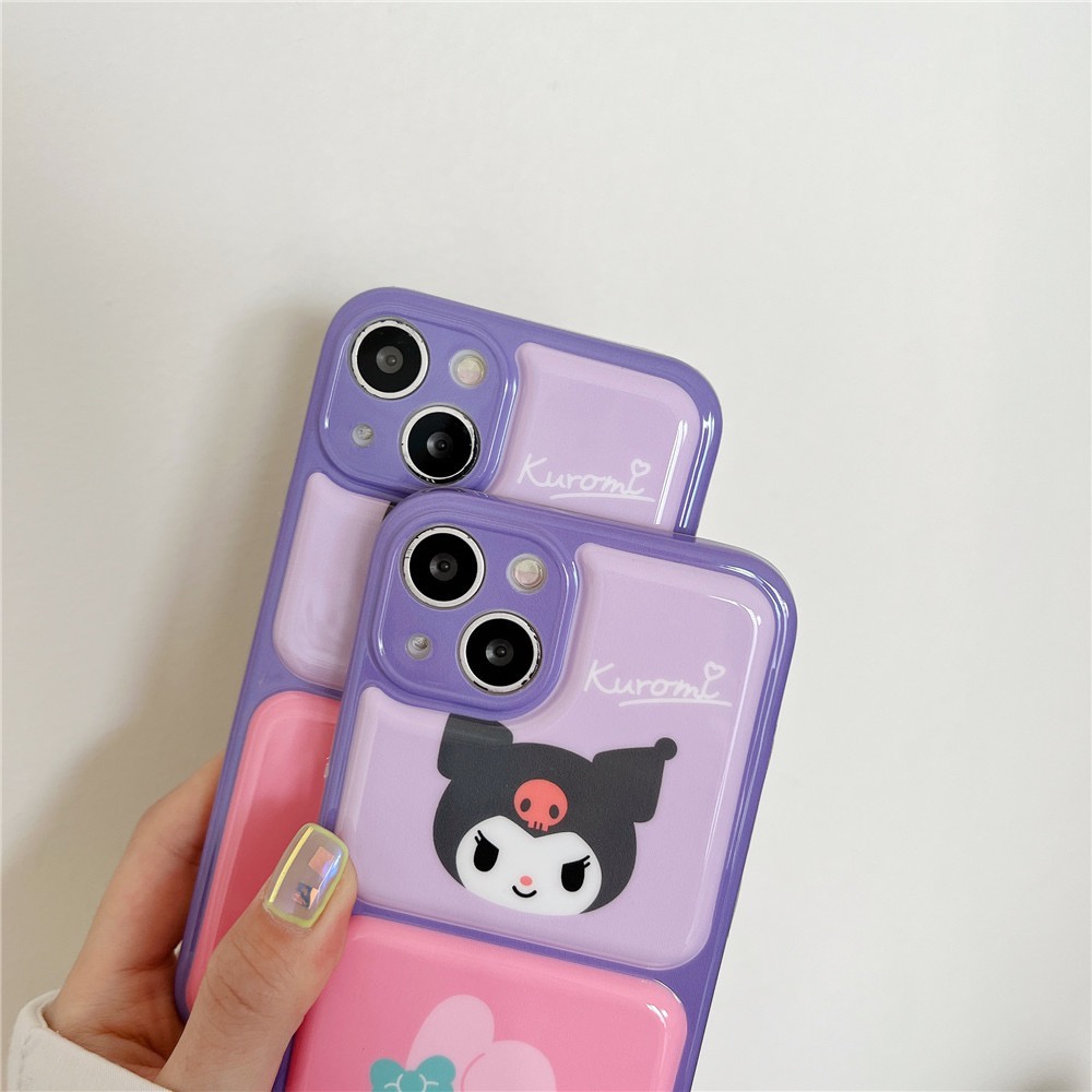 Soft Case Silikon iPhone Motif Kuromi Casing Pelindung Lensa Kamera Casing iPhone