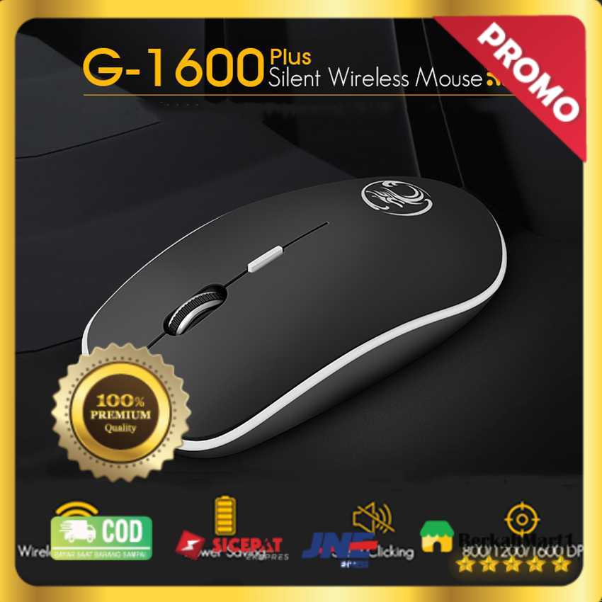 Super Slim Silent Optical Wireless Mouse 2.4GHz 1600DPI - G-1600