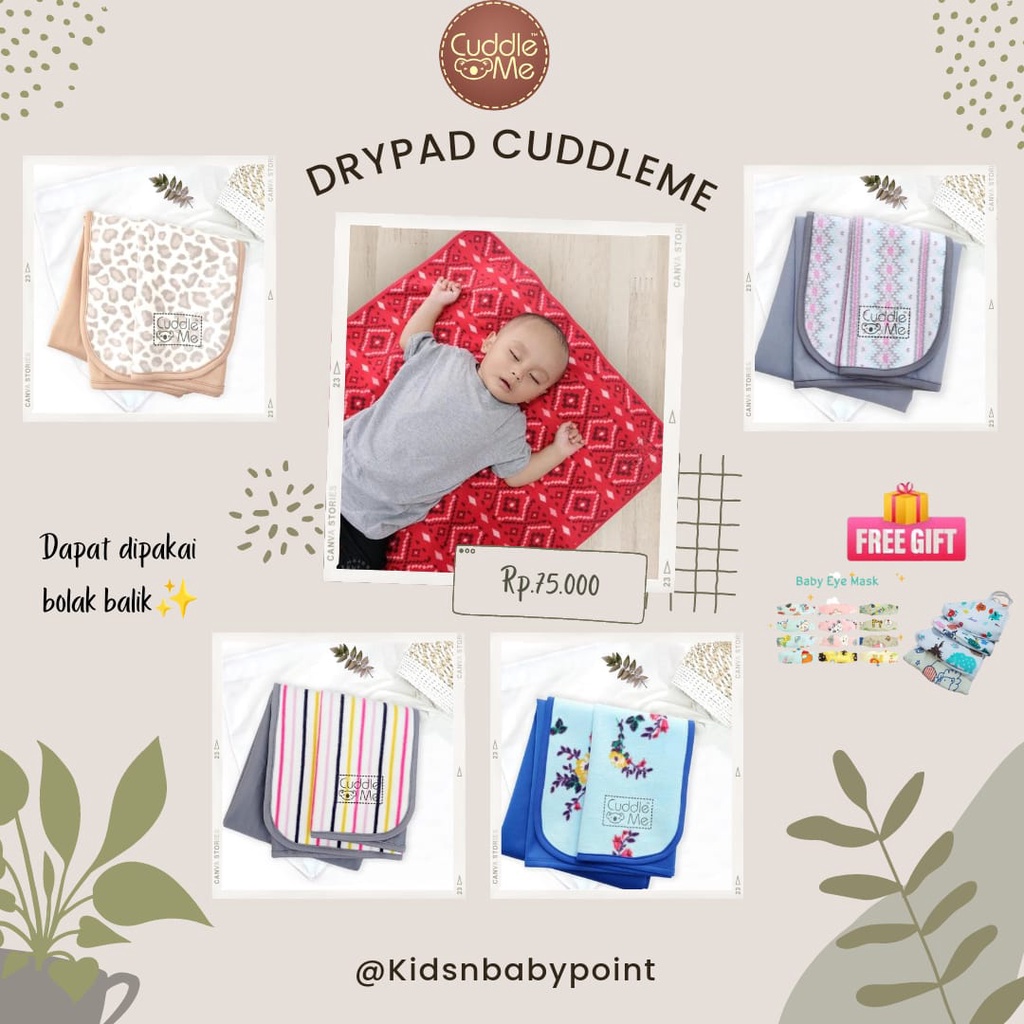 ( FREE GIFT ) DryPad Cuddleme / perlak waterproof nyaman lembut / dry pad cuddle me perlengkapan tidur &amp; travelling bayi / waterproof alas anti ompol