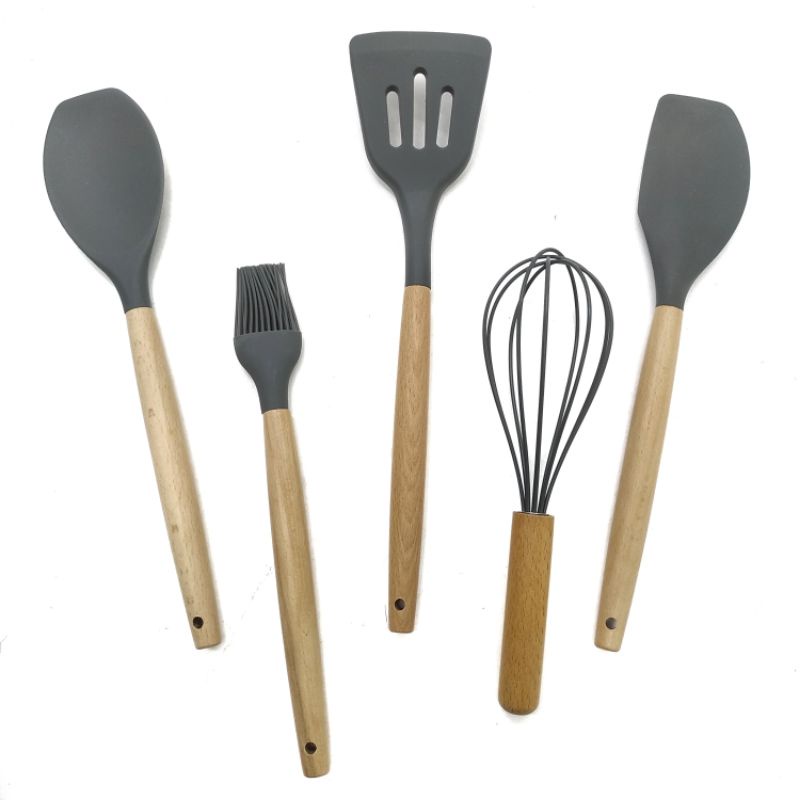 Peralatan Masak Dapur Set Spatula Sutil Centong Silikon Tahan Panas MM913