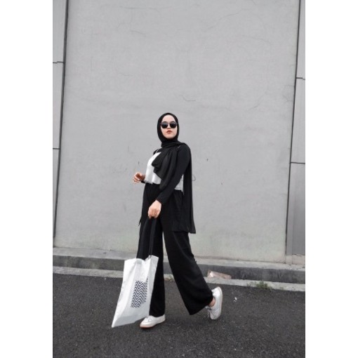 Celana Cargo Wanita model Wide / loose Pants Bahan Rayon