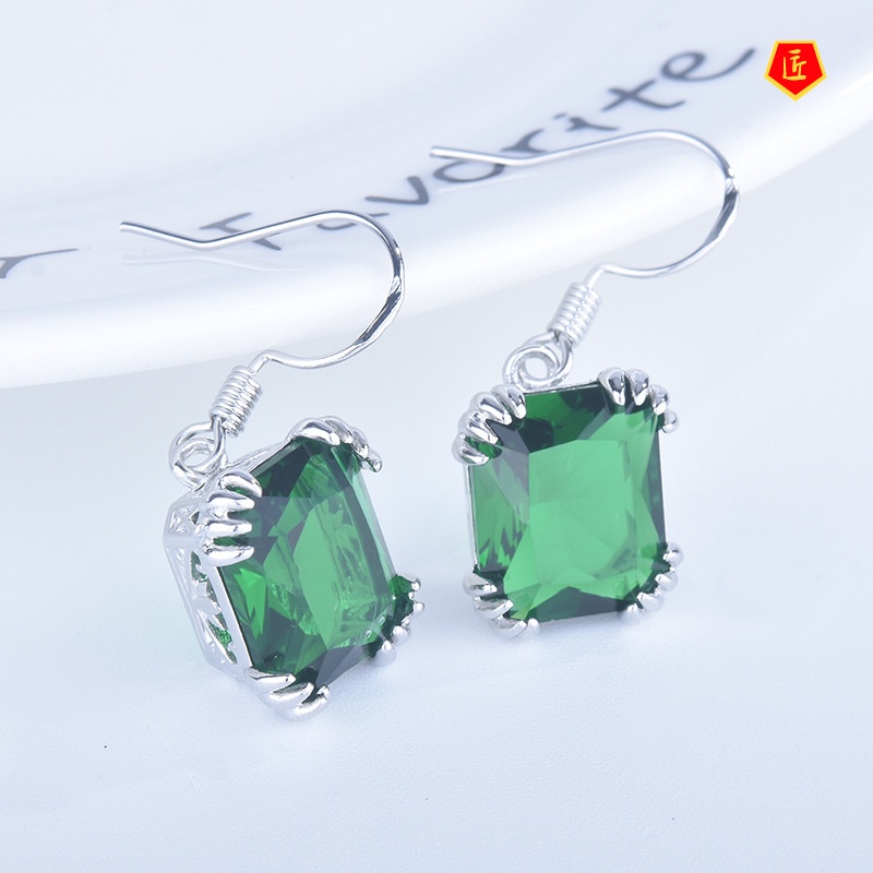 [Ready Stock]Simple Elegant Vintage Inlaid Gemstone Earrings