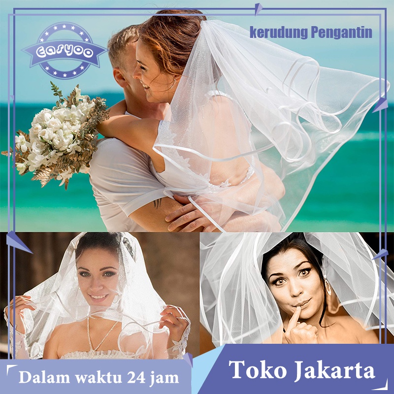 Wedding Veil Hijab Kerudung Pengantin Putih Aksesoris Jilbab Pengantin Perlengkapan Wedding