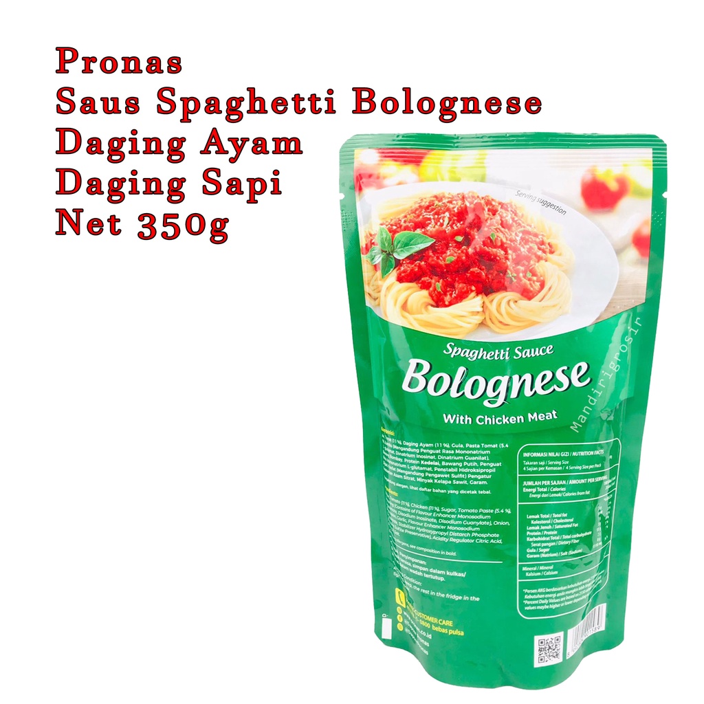 saus sepageti bolognais * Pronas * Daging ayam * daging sapi * 350g