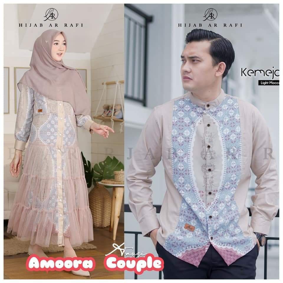 Kemeja dan Dress Couple Amoora merk Arrafi model Tutu mix Katun