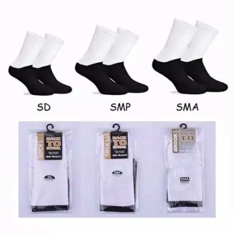 KAOS KAKI ANAK SEKOLAH SD SMP SMA HITAM PUTIH SPANDEK ADEM