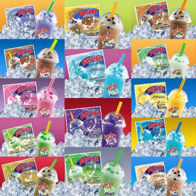 

Pop Ice Renceng (Isi 10sachet @25gr) Popice Renteng Mangga, Durian, Es Doger, Alpukat, Anggur, Taro, Coklat, Strawberry, Permen Karet, Capucino, Melon