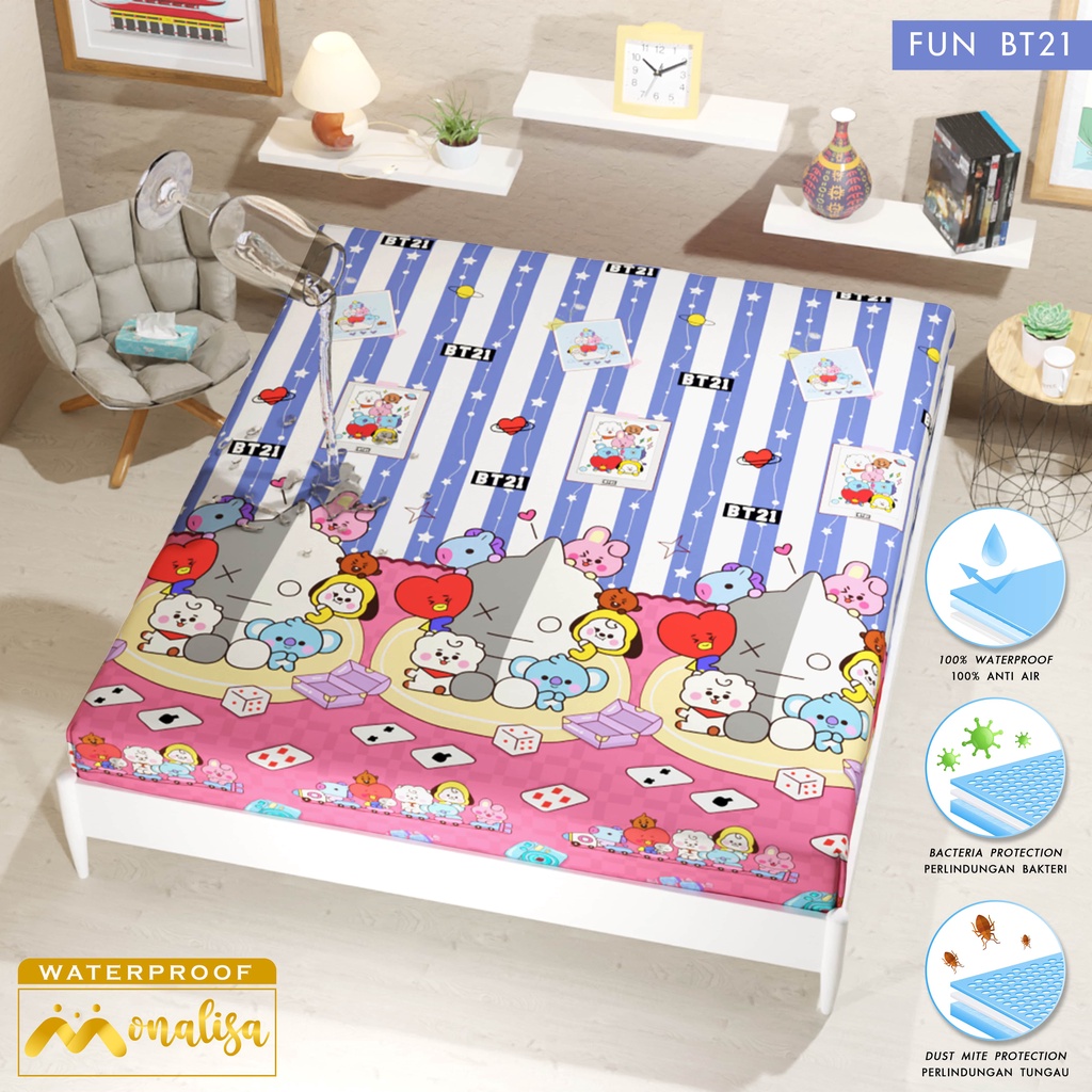 Monalisa Waterproof Sprei Uk 160/180 - Fun BT21