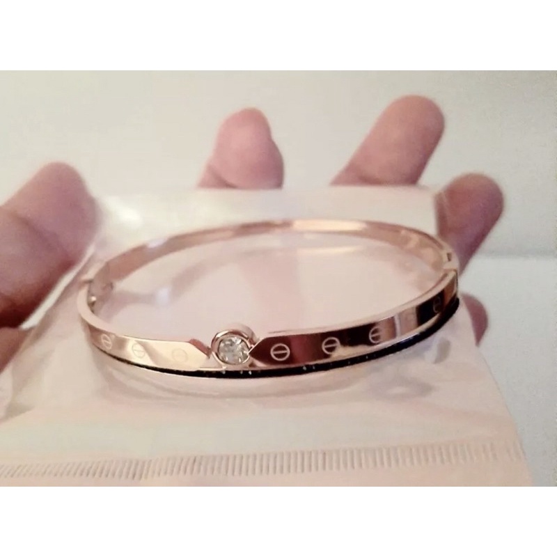 GELANG TITANIUM WANITA PERMATA SATU BERTABUR ZICRON HITAM / GELANG WANITA ASLI TITANIUM