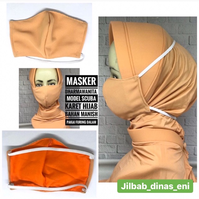 MASKER DHARMAWANITA BAHAN Manish  PAKAI FURING KARET HIJAB