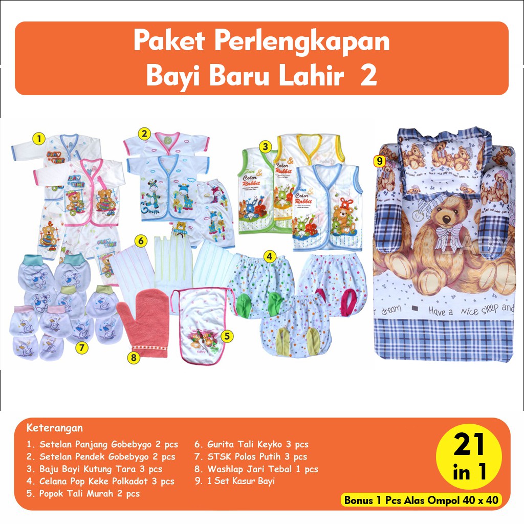 Jual Paket 2 Perlengkapan Bayi Baru Lahir Hemat 21in1 Paket Ekonomis ...