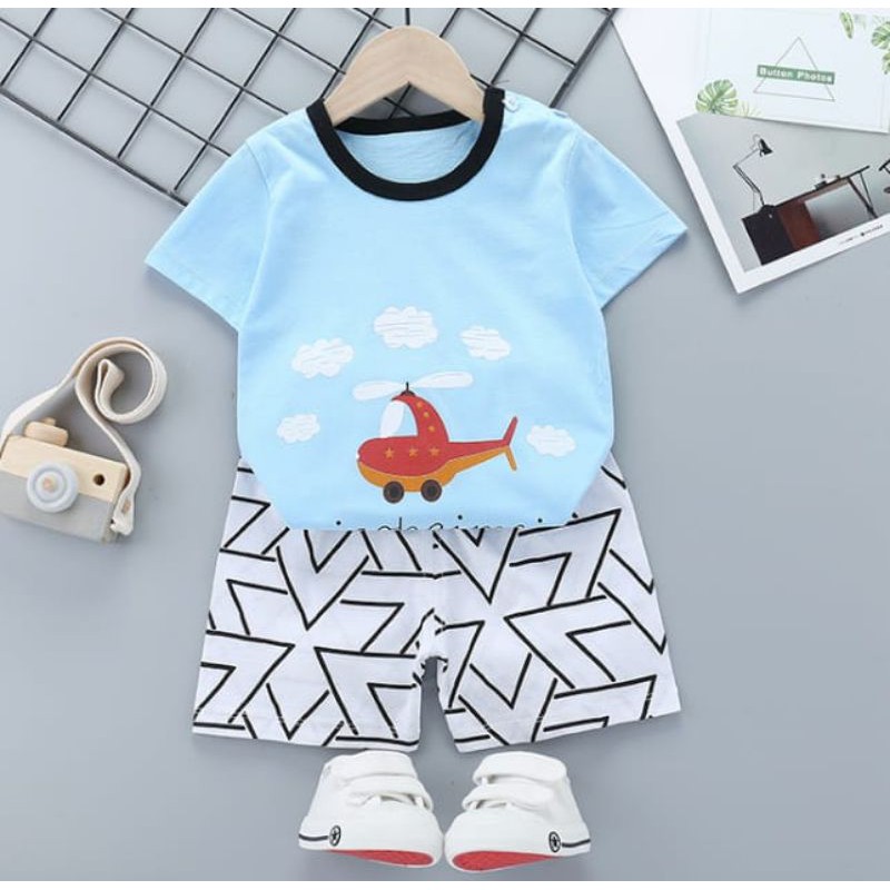 Setelan pendek anak, short pajamas kids, baju anak sehari hari, set pendek bayi