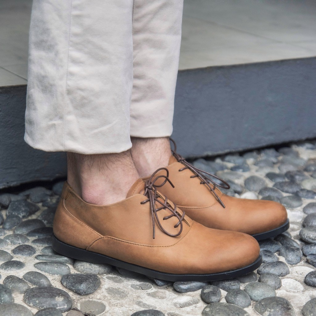 LEEDS TAN |FORIND x Kenzio| Sepatu Kulit Vintage Klasik Casual Pria Cowok Oxford Original Footwear