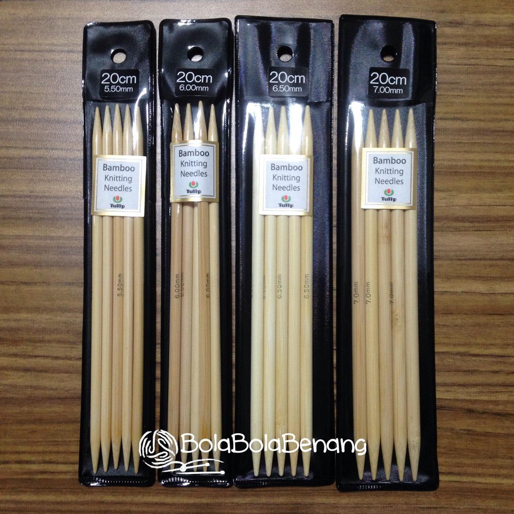 Tulip Bamboo DPN 20cm, pilihan ukuran: 5.50mm / 6.00mm / 6.50mm / 7.00mm - Alat Rajut