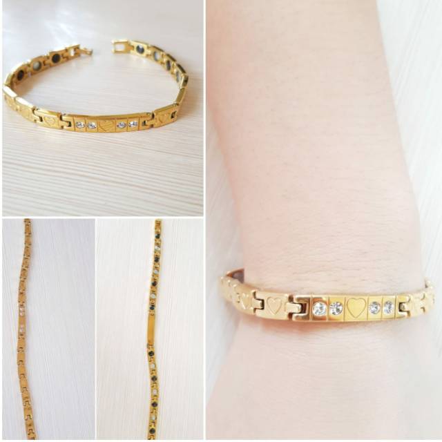 Gelang Keramic Bio Magnetic Gold Import BM1