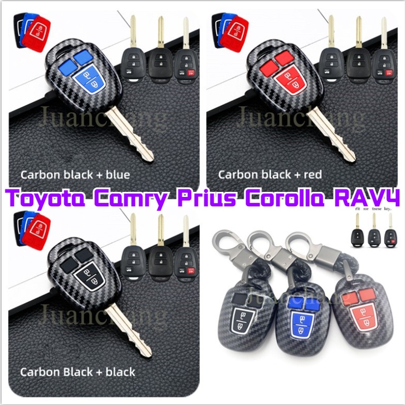 Case Kunci Mobil Bahan Silikon Carbon Fiber Untuk Toyota Camry Prius 2012 2013 2014 2015 2016 2017 Corolla RAV4 TOY43 2 / 3 / 4