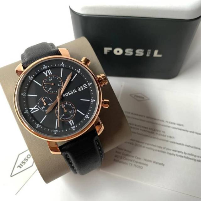 Jam Tangan Pria Fossil Original Watch BQ1008 Black Gold 44 mm