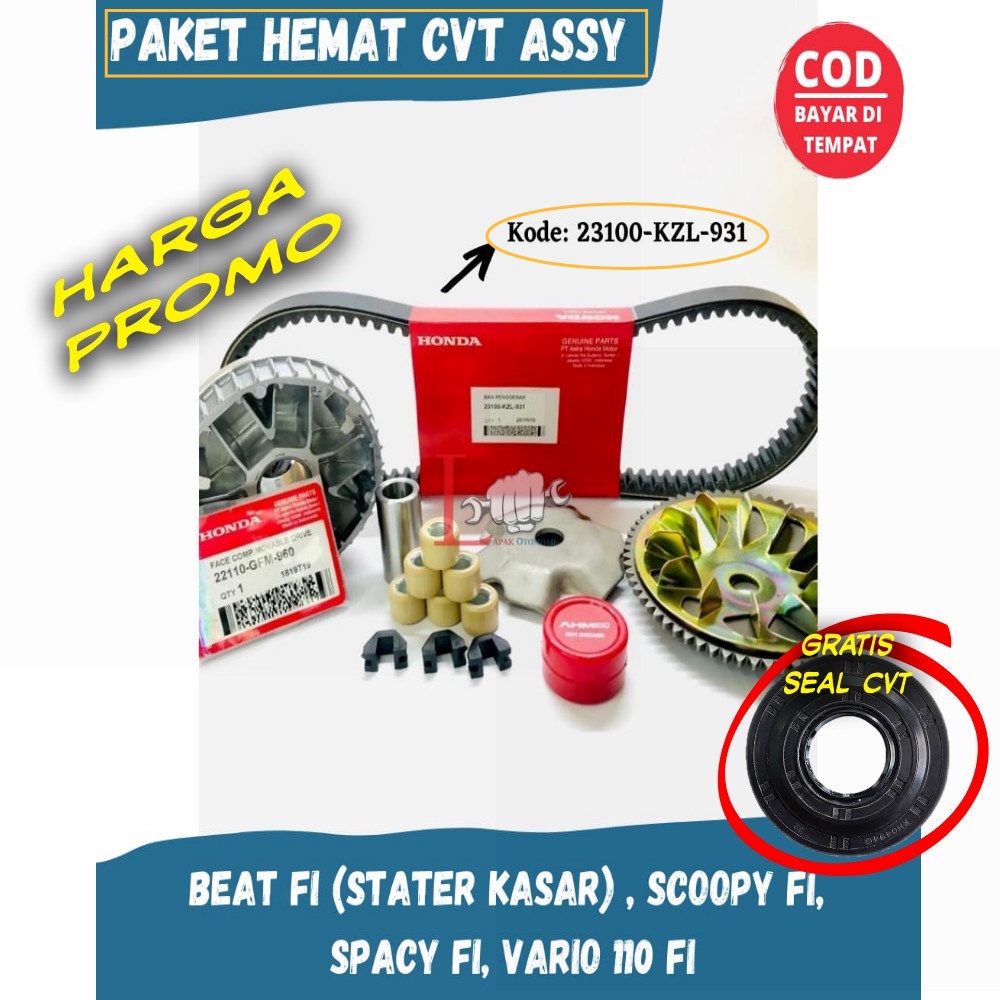 SATU PAKET CVT RUMAH ROLLER SET BEAT FI , SCOOPY FI , VARIO FI & KIPAS CVT / V BELT BEAT FI , SCOOPY