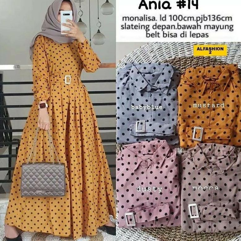 [KODE 9AIWP] Pakaian Wanita Busana Pesta Monalisa Premium Motif Polkadot Ania#14 Maxy Dress Kekinian