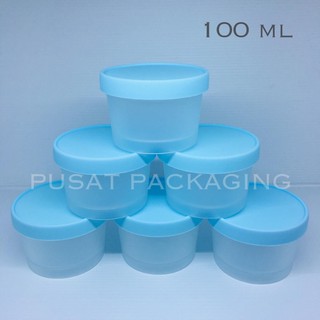 Cream Pot  Jar 100ml Plastik  Bunga  Es Krim Biru Frosted 