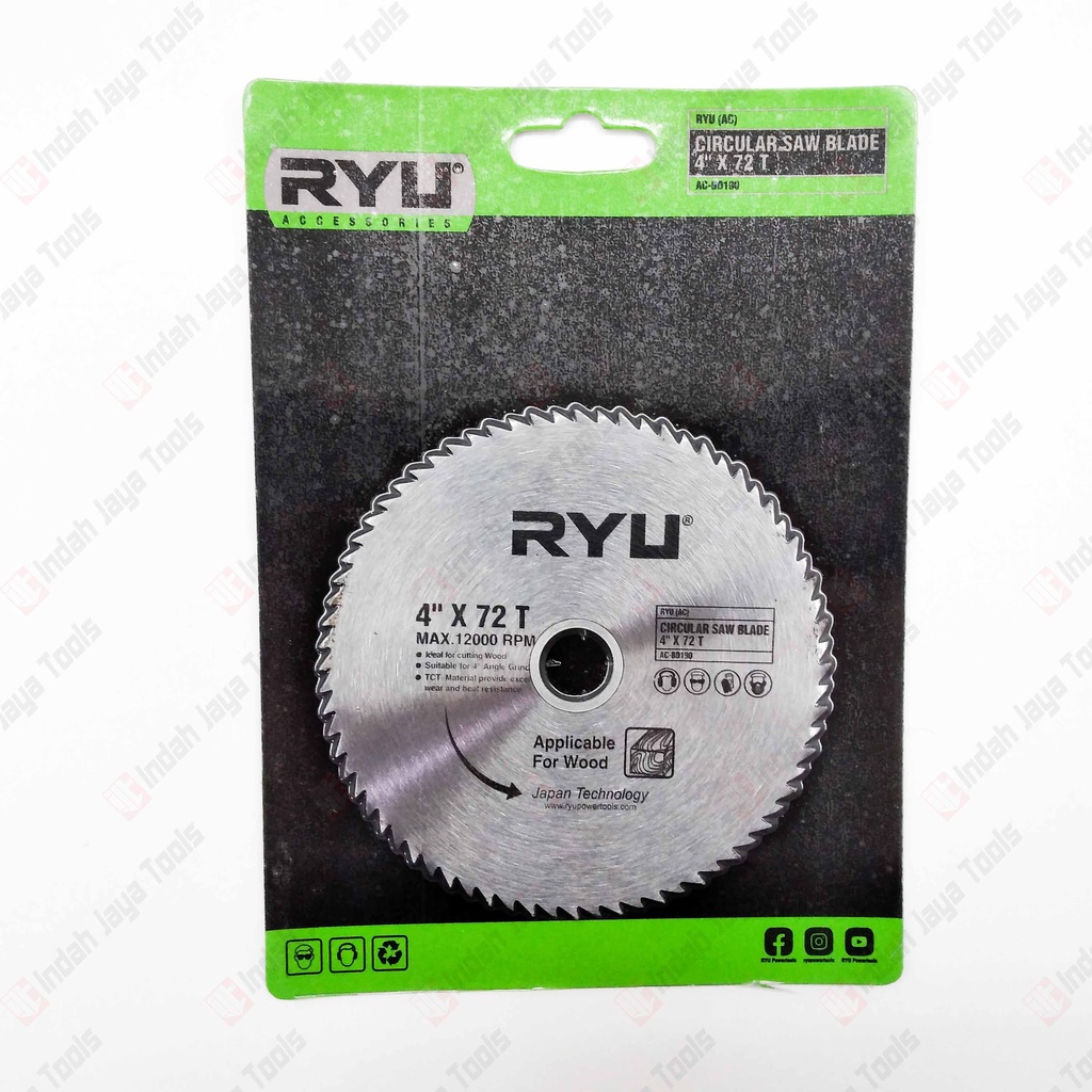 RYU 4&quot; X 72T Mata Pisau Potong Kayu 4 Inch Circular Saw Blade 72 T