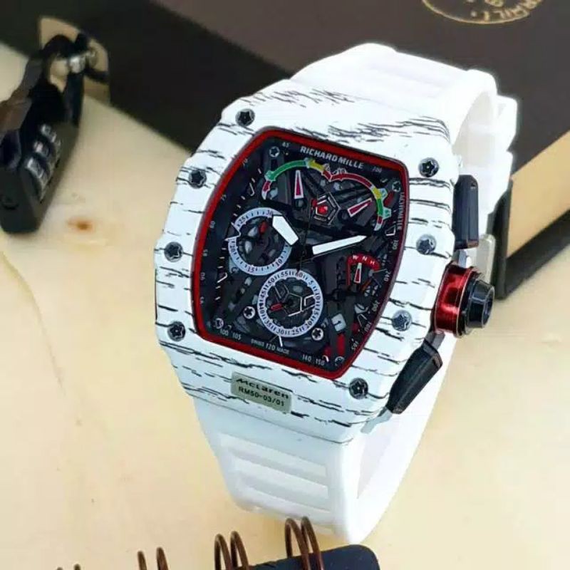 Jam Tangan Pria RM-1017 Chrono Tanggal Aktif - Bahan Rubber Free Box Dan Batre Cadangan