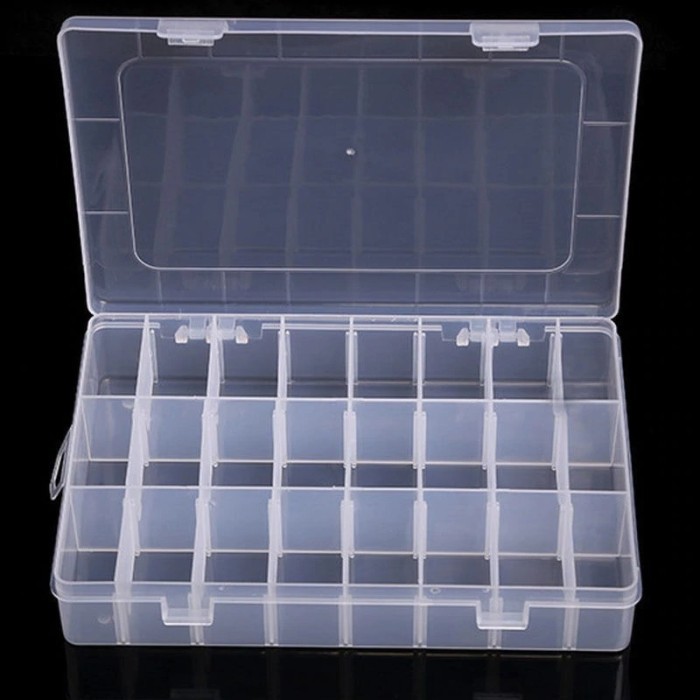 Kotak Penyimpanan Komponen Sparepart Adjustable DIY Grid Box 24 Slot