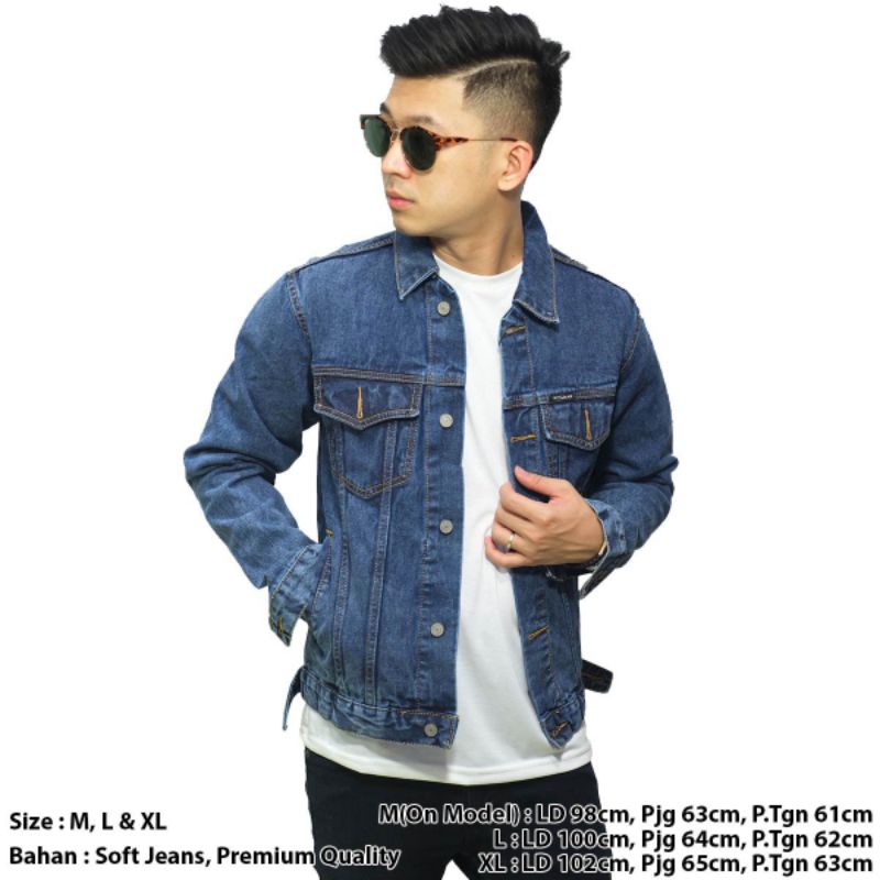 Jaket Denim Trucker Basic Dark Blue
