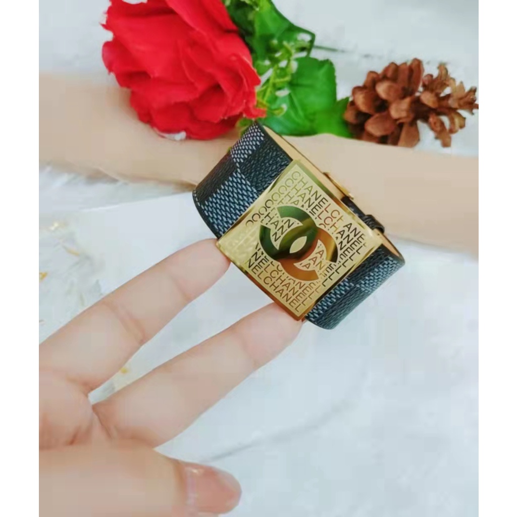 Titanium Gelang Kulit Perhiasan Fashion CC A/B 3504