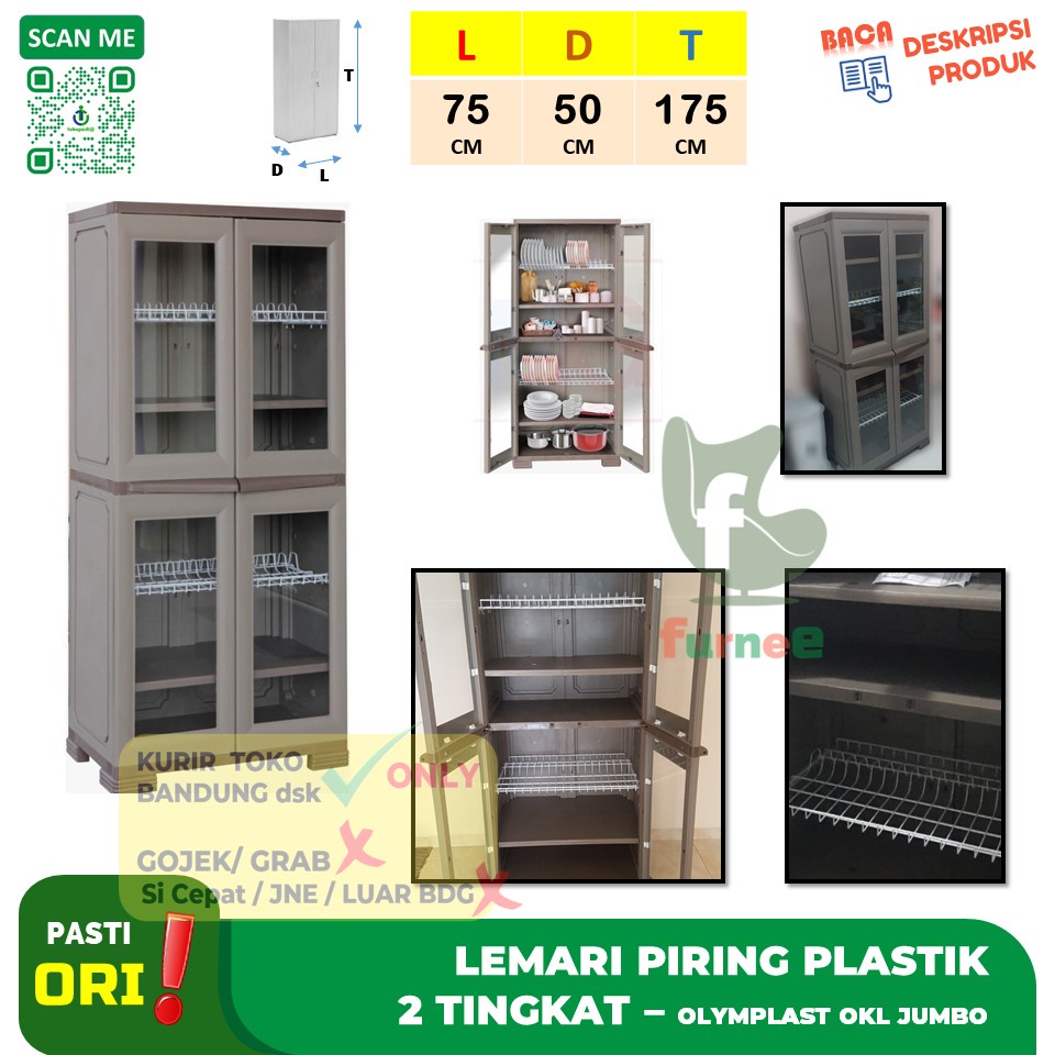 LEMARI PIRING PLASTIK 2 Tingkat - RAK PIRING - OKL Jumbo - Olymplast
