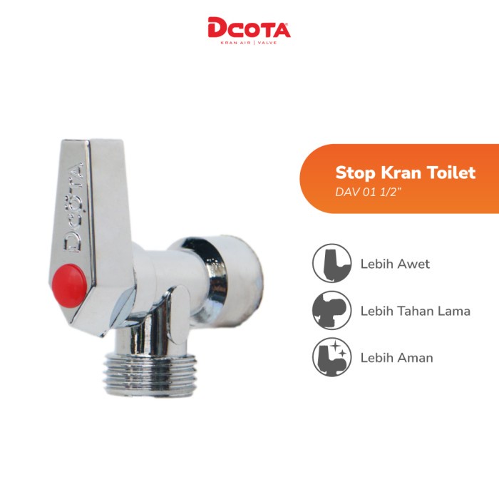 Dcota Stop Kran Toilet / Jet Shower DAV 01 1/2&quot; + Seal Tape 1/2”