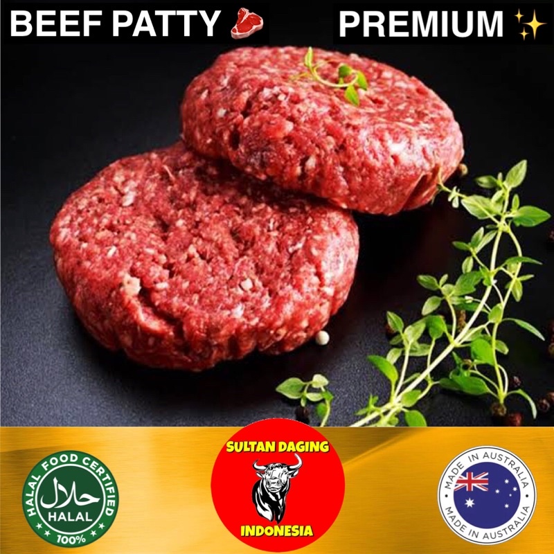 

BEEF PATTY PREMIUM 100 GRAM IMPORT DARI AUSTRALIA/ BEEF PATTY BURGER/ BEEF BURGER/ BEEF PATTY FROZEN