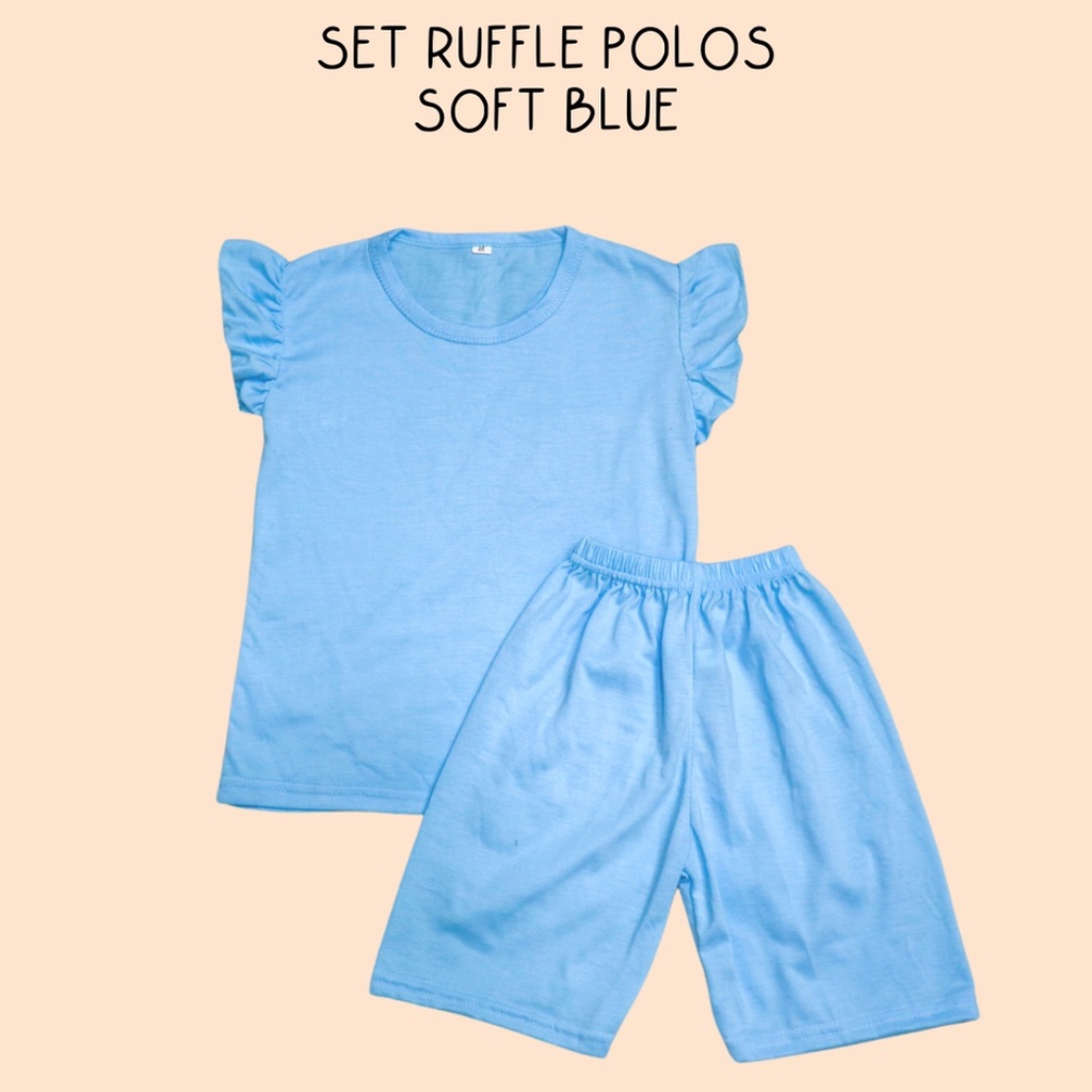 BabynKids -   Set Ruffle Polos - Set baju anak cewek model tangan rumbai - Setelan Anak Perempuan 1-5 tahun