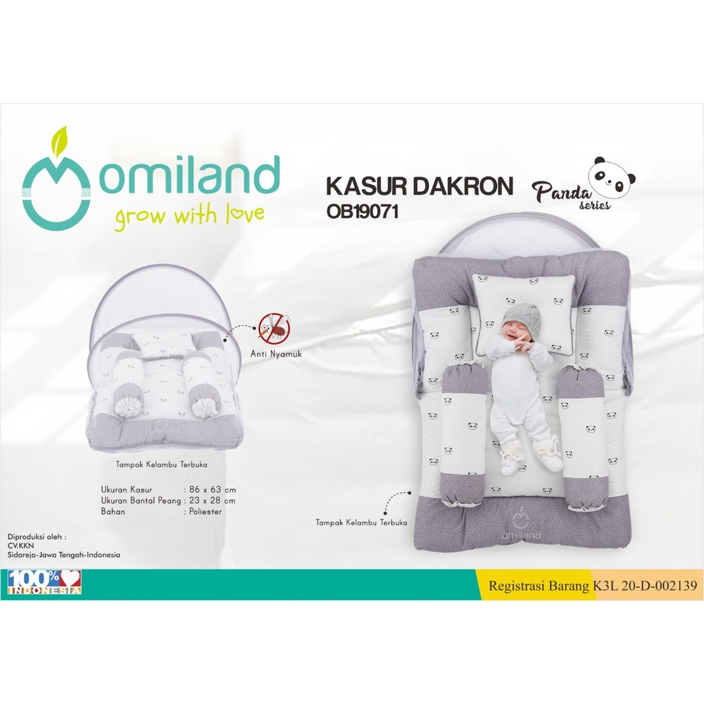[2 kg] Omiland Kasur Lipat Bayi Dakron + Kelambu Panda Series - OB 19071