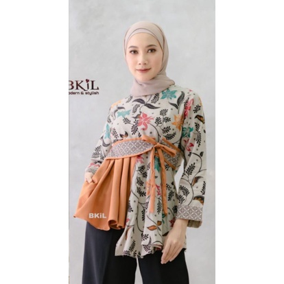 tey-17 Batik wanita ASJ SA HRB026 Kenongo Kemeja Tosca Pendek