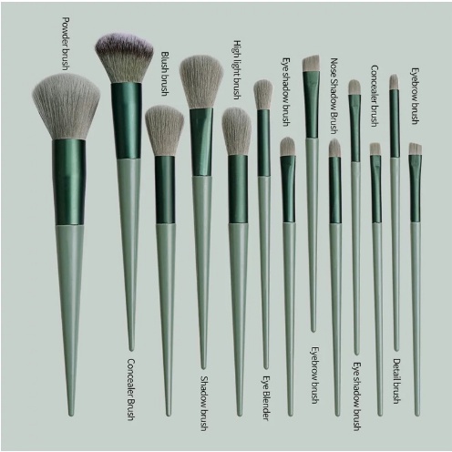 Brush Make Up Kosmetik 1 Set Pouch Isi 13 Pcs Kuas Aksesoris Alat Make Up Wanita korea bahan import BRS1