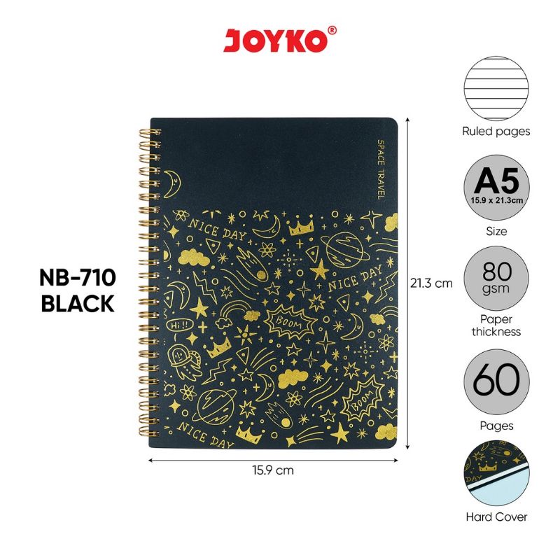 

Buku Tulis Catatan Bergaris Ruled Notebook Joyko NB-710 A5 Space Travel