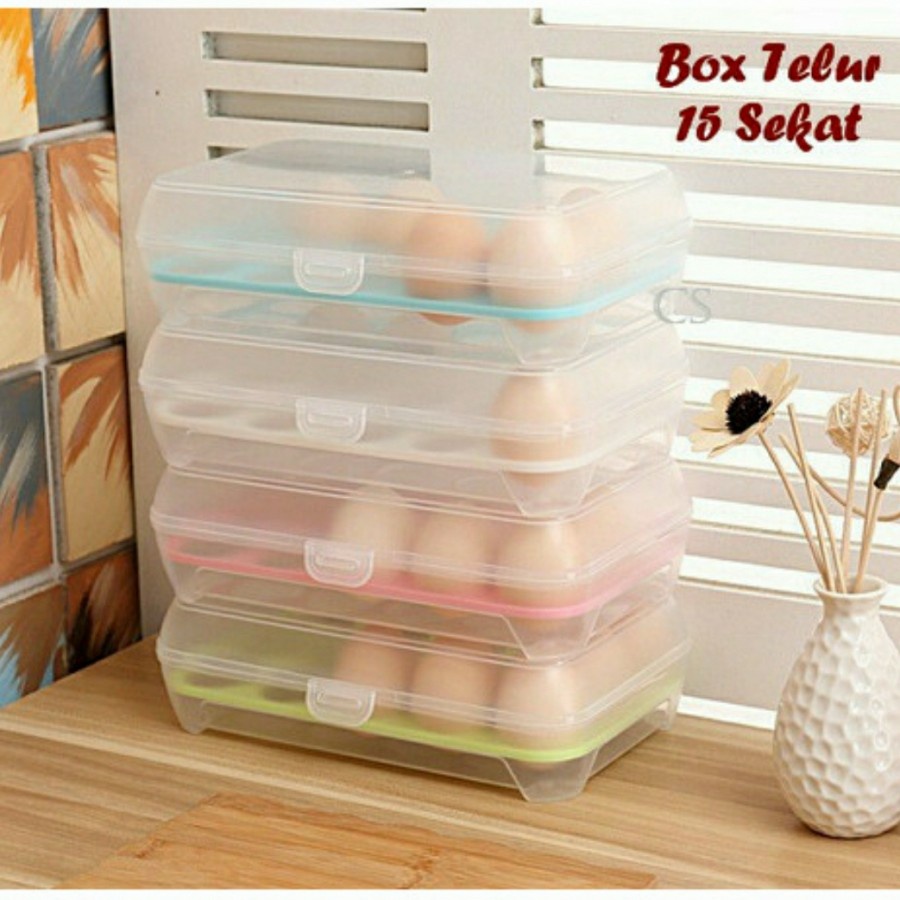 Tempat Penyimpan Telur Box Telur Storage 15 Lubang Kotak Simpan Telur  - White_Cell