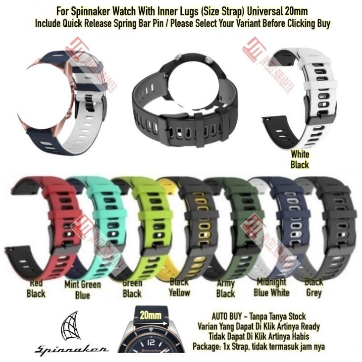 Tali Jam Tangan 20mm Watch Strap Spinnaker - Dual Tone Rubber SIlikon Sports