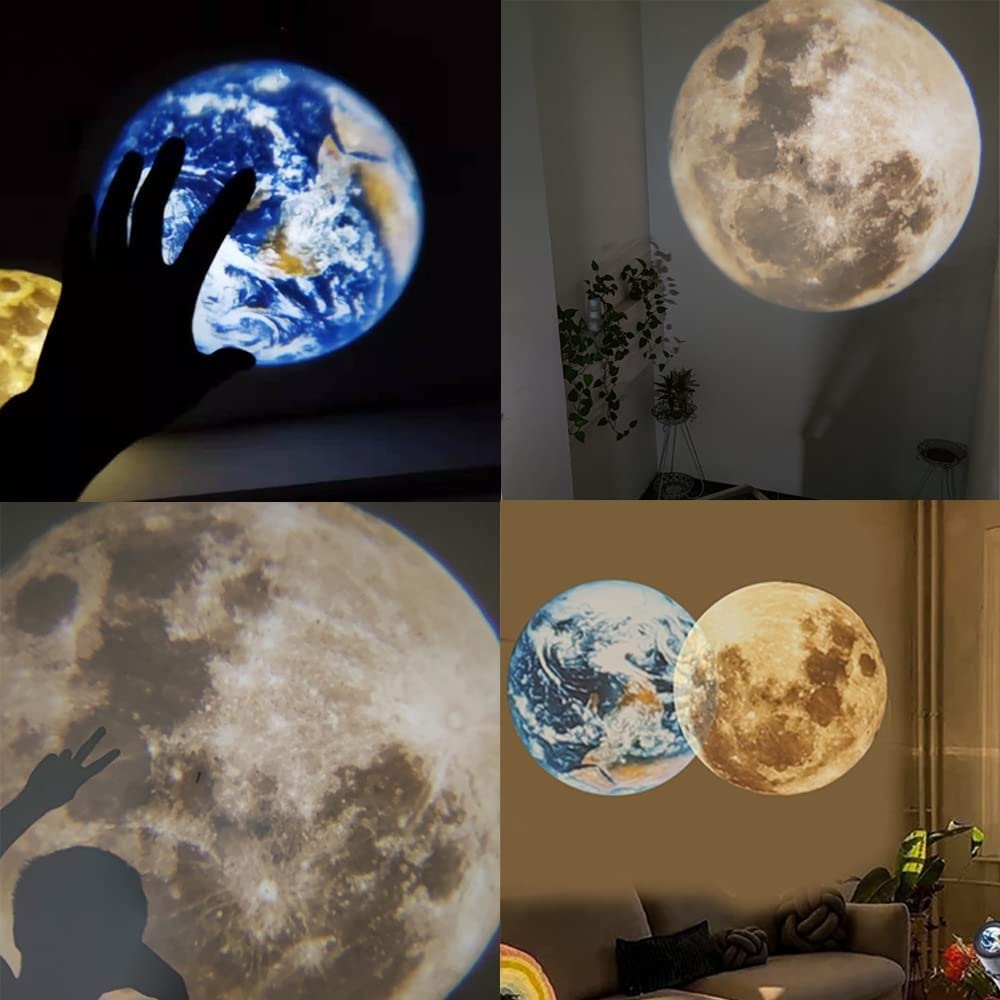 Moon Earth Projection LED Lamp 2-in-1 - Lampu Proyeksi Bumi dan Bulan