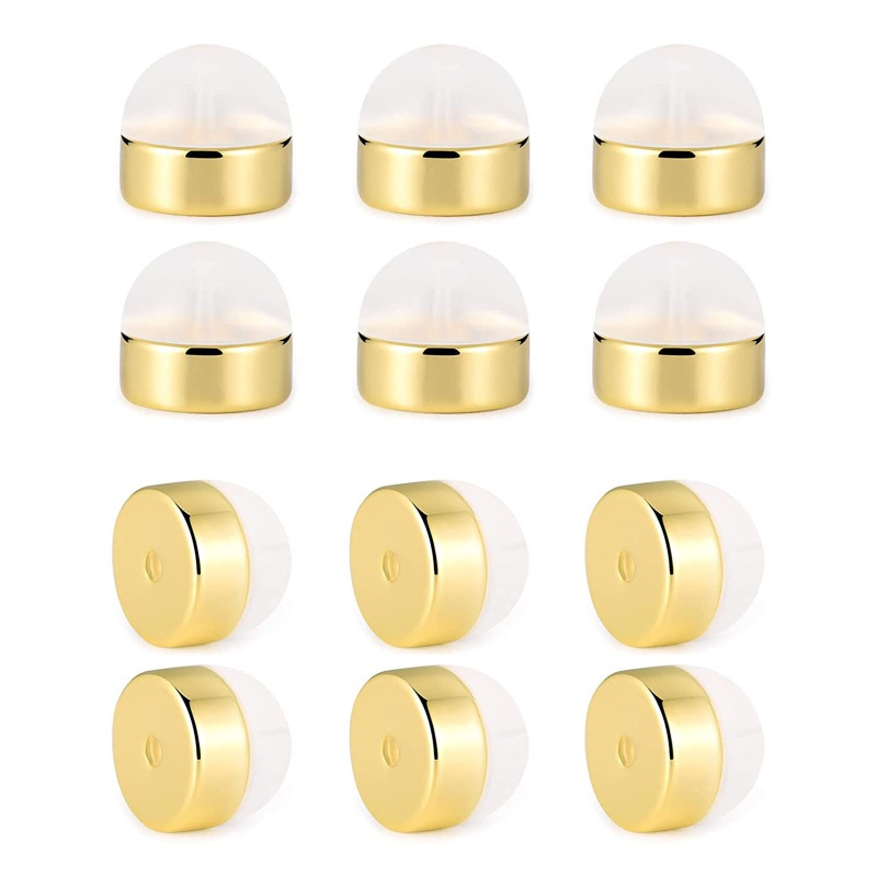 Siy 12pcs Stopper Belakang Anting Tusuk Bahan Silikon Hypoallergenic Warna Goldsilver