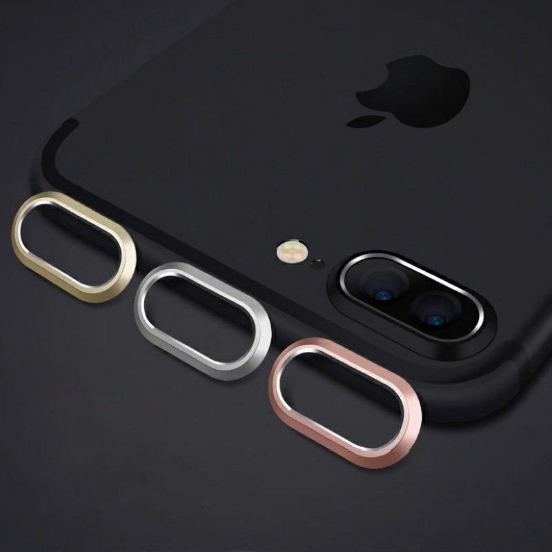 Ring Camera iPhone 7 / 7+ / 8 / 8+ Bumper Kamera Metal + Lensa Anti Gores Screen Guard Protector 7 Plus 8 Plus Bumper Ring Camera