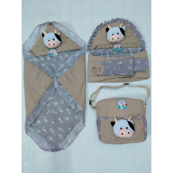 TERMURAH !!! SATU SET PERLENGKAPAN BAYI (PAKET HEMAT 5 in 1) BONUS 1 SET SARUNG TANGAN KAKI BAYI-Set 3 krem sapi