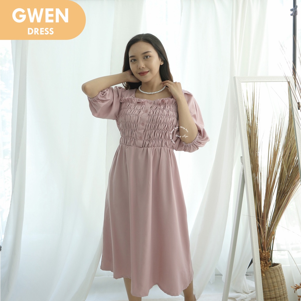 Mama Hamil Gwen Dress Wanita Hamil Menyusui Murah Modern Casual Dress Katun - DRO 209-4